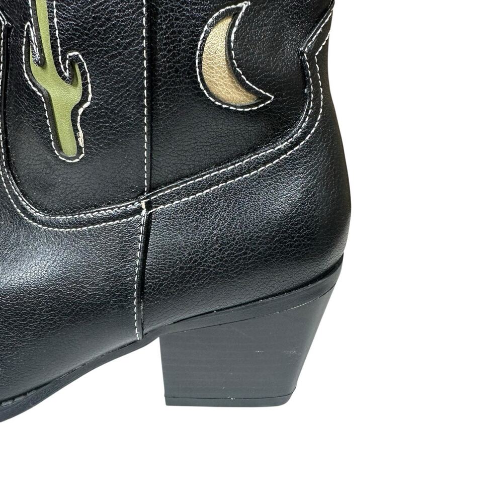 No Boundaries Western Cowgirl Boots Cactus Moon Star Black Faux Leather Womens 9 - Picture 5 of 10